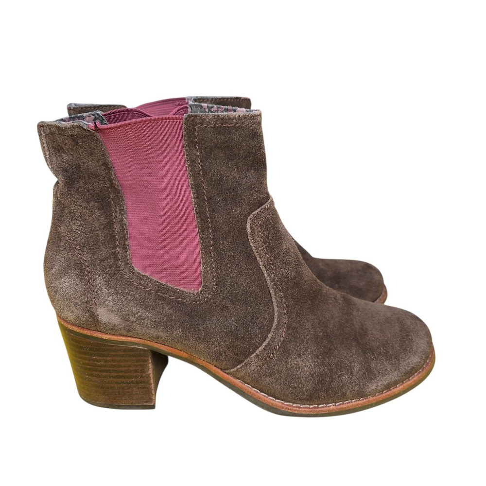 Sperry Top-Sider Harlow Brown Suede Ankle Boots Burgundy Goring 9M